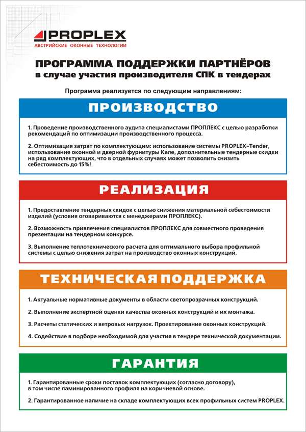 Программа поддержки Партнеров при участии в тендерах по окнам ПВХ (пластиковые окна)