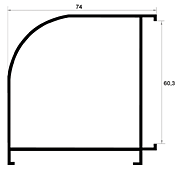 ПРОПЛЕКС : Система раздвижных алюминиевых профилей C640-P400 : Угол 90° 60х60 мм арт. ESQU.02